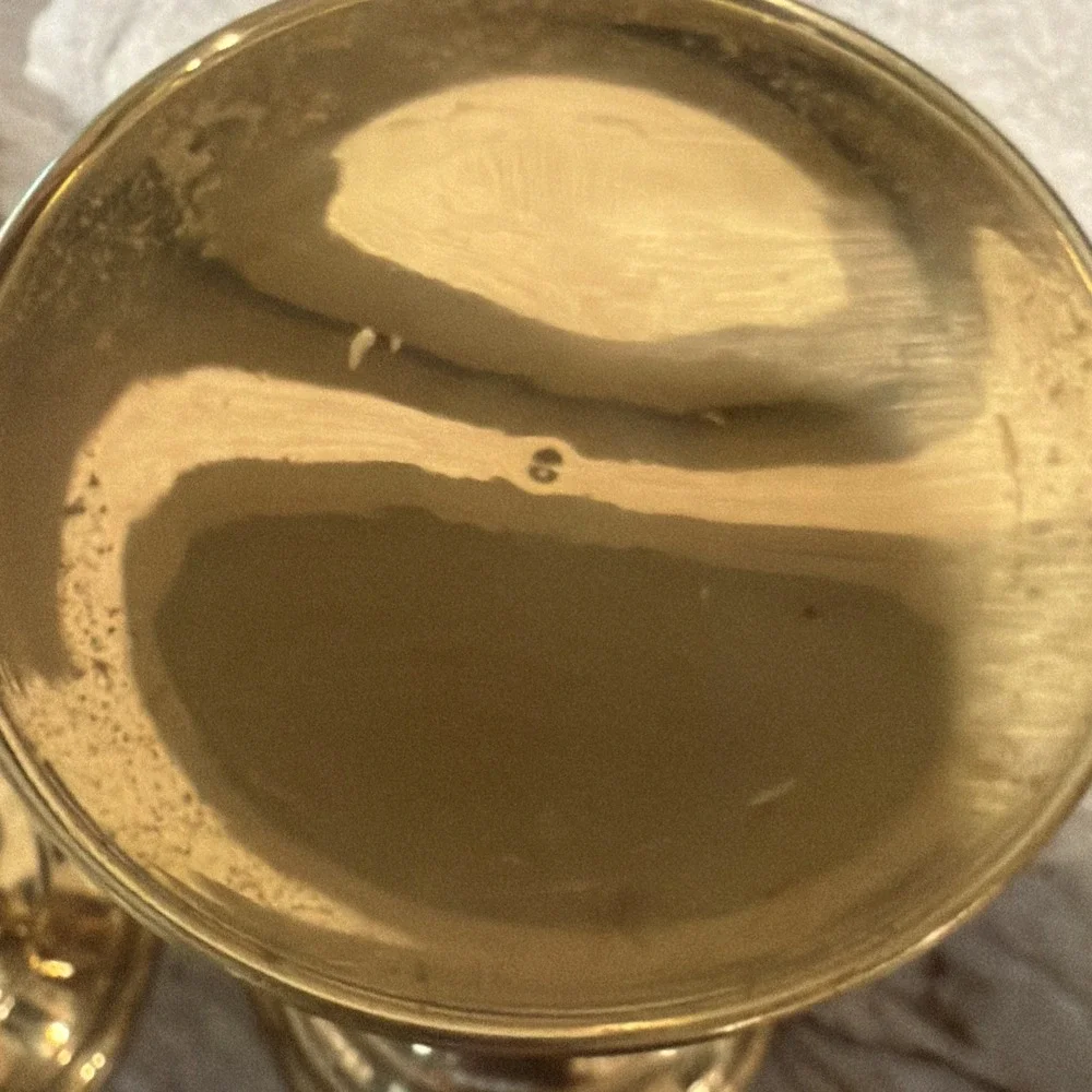 Vtg 2002 Elegant Expressions Lacquered Solid Brass Pillar Candlestick Pair 7
